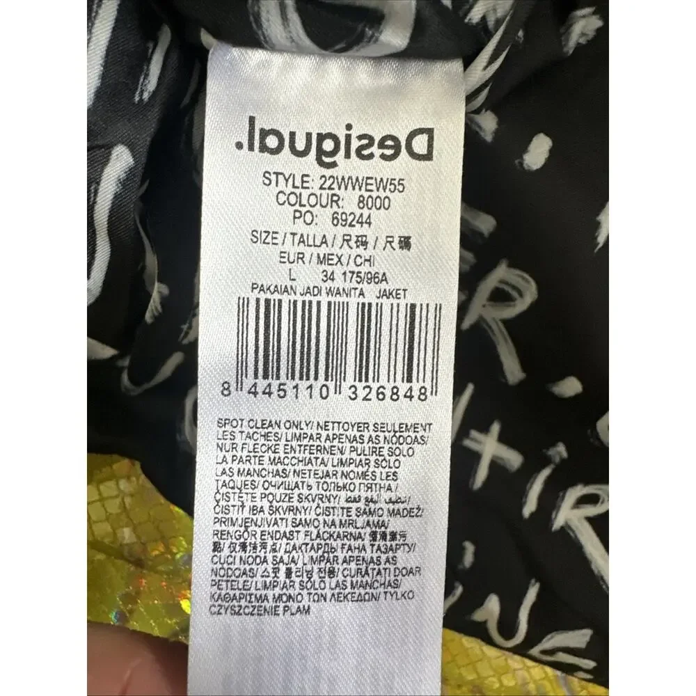DESIGUAL Chaq MEMPHIS Jacket Sz M Yellow Metallic NWT $139€